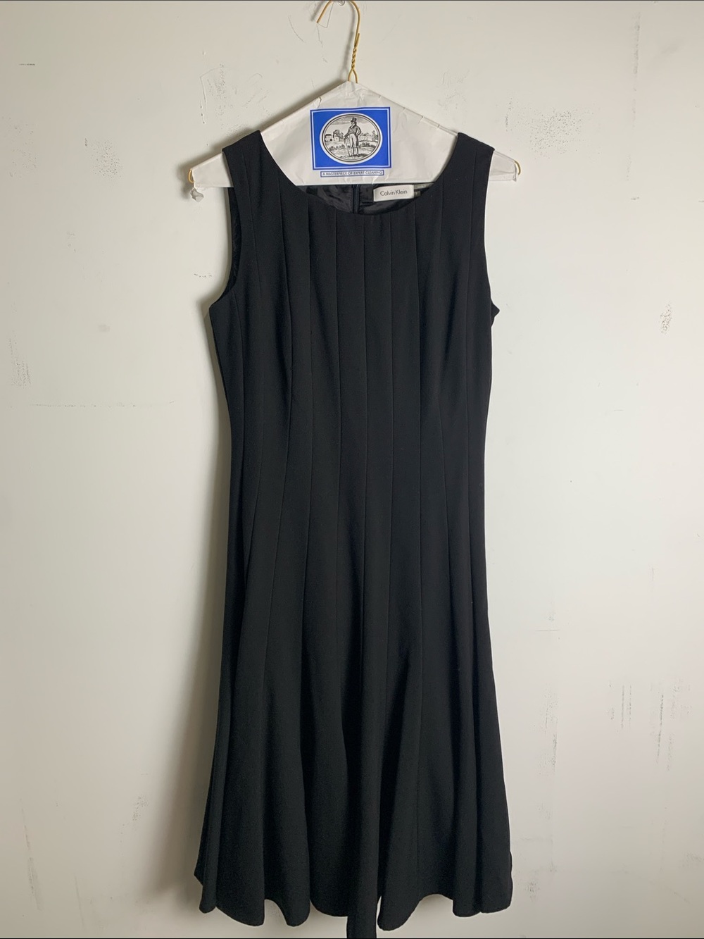 Calvin Klein Black Sleeveless Paneled Midi Dress